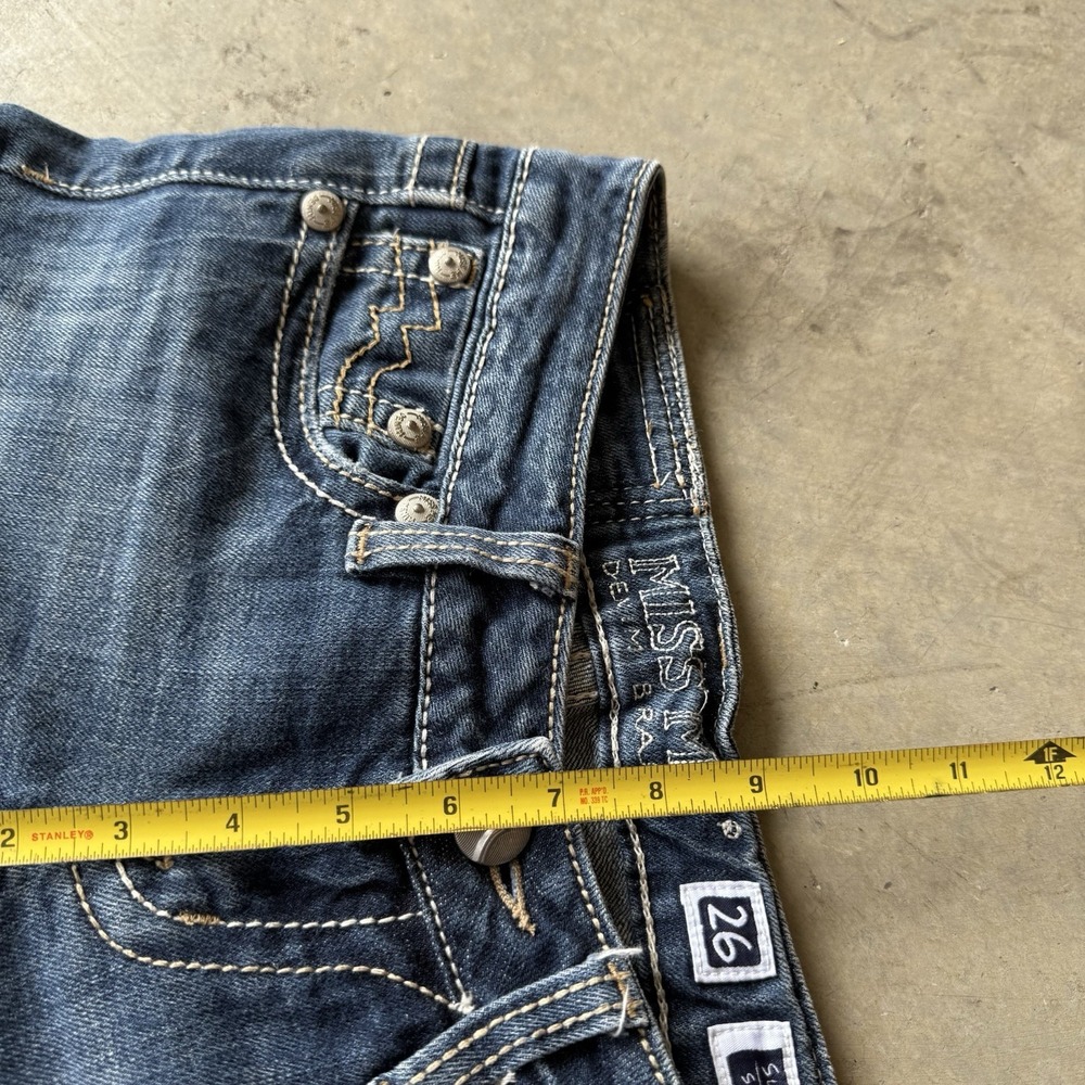 Miss Me Cut Off Shorts Womens 26 Blue Standard Fit Low Rise Denim Bermuda Modest - Picture 3 of 10